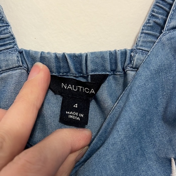 Nautica Girls Wide Leg Jumpsuit with Tie Chambray Size 4 NWT - Picture 4 of 6
